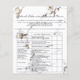 Eyelash Extension Liability Waiver Gold Marmor Flyer