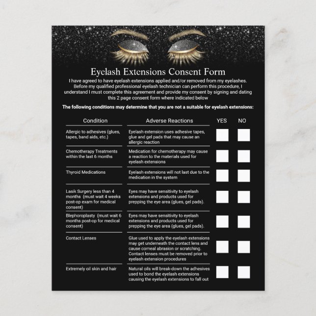 Eyelash Extension Liability Waiver Modern Black Flyer (Vorne)