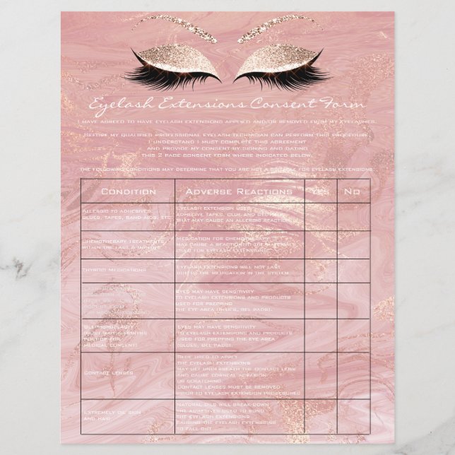 Eyelash Extension Liability Waiver Rose Marble2 Flyer (Vorne)
