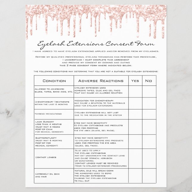Eyelash Extension Liability Waiver Rose White Flyer (Vorne)
