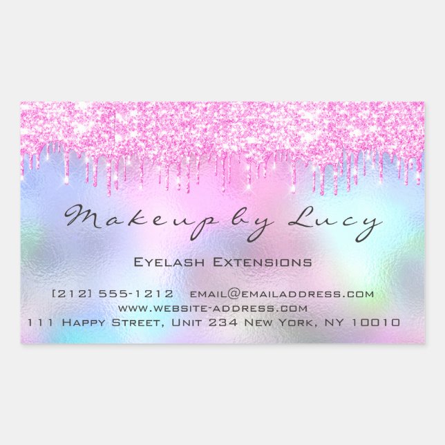 Eyelash Extension Makeup Artist Orchid Pink Tropfe Rechteckiger Aufkleber (Vorderseite)