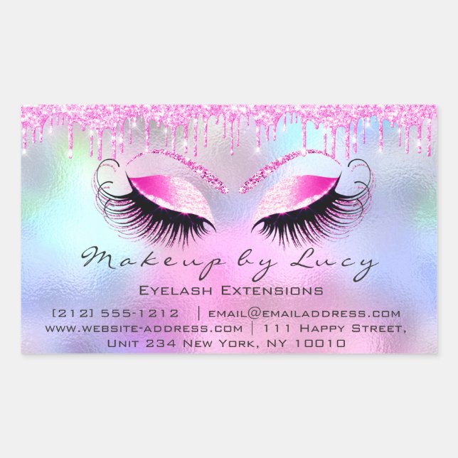Eyelash Extension Makeup Artist Pink Tropfens Fuch Rechteckiger Aufkleber (Vorderseite)