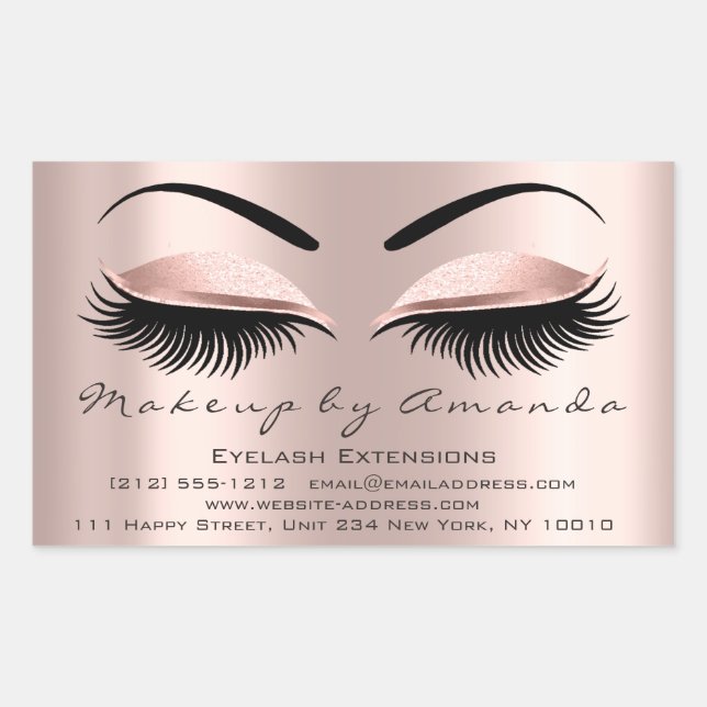 Eyelash Extension Makeup Beauty Rose Microblading Rechteckiger Aufkleber (Vorderseite)