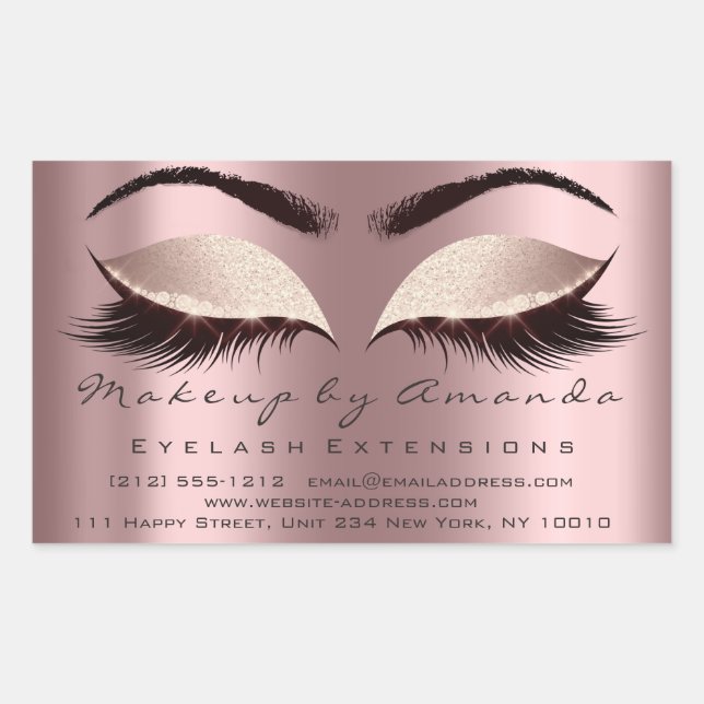 Eyelash Extension Makeup Beauty Salon Park Rose Rechteckiger Aufkleber (Vorderseite)