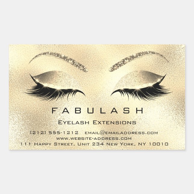 Eyelash Extension Makeuty Salon Gold VIP Rechteckiger Aufkleber (Vorderseite)
