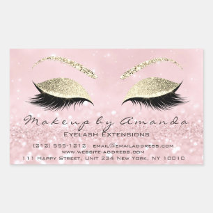 Eyelash Extension Makeuty Salon Pink Gold1 Rechteckiger Aufkleber
