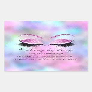 Eyelash Extension Makeuty Salon Pink Ombre Rechteckiger Aufkleber
