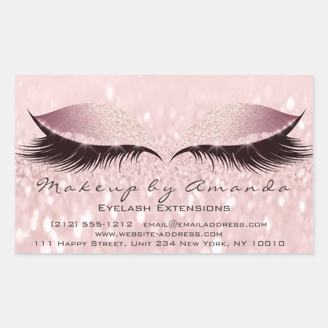 Eyelash Extension Pink Makeup Artist Beauty Studio Rechteckiger Aufkleber (Vorderseite)