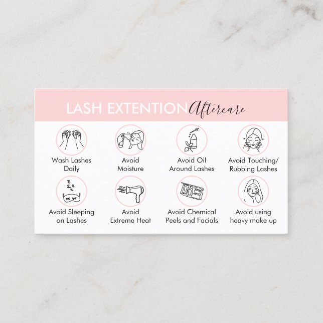 Eyelash Extension Products Aftercare Instruction Visitenkarte (Rückseite)