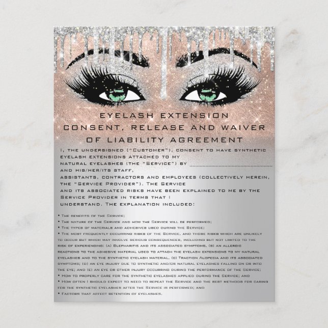 EYELASH EXTENSION RELEASE WAIVING Green Eyes Flyer (Vorne)