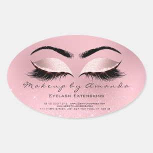 Eyelash Extension Round Makeup Artist Beauty Rose Ovaler Aufkleber