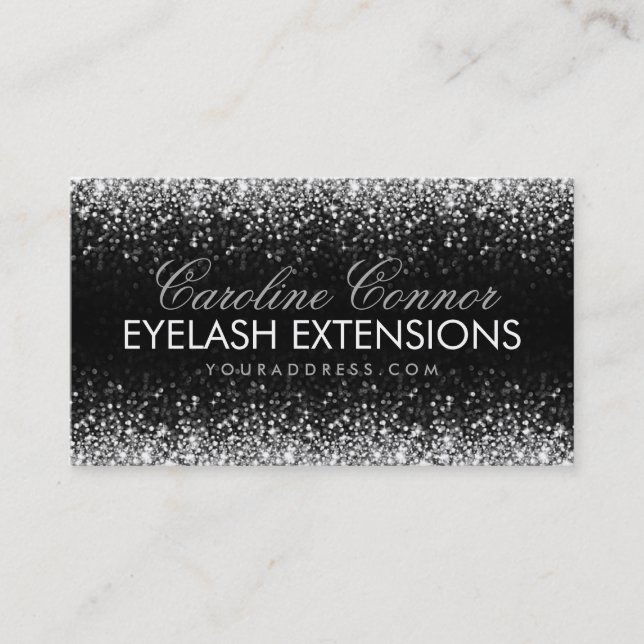 Eyelash Extensions Glitzer Star Rain Business Card Visitenkarte (Vorderseite)