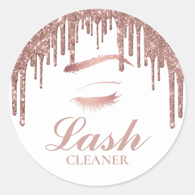 Eyelash Extensions Lash Cleaner Rose Gold Tropfen Runder Aufkleber (Vorderseite)