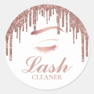 Eyelash Extensions Lash Cleaner Rose Gold Tropfen Runder Aufkleber