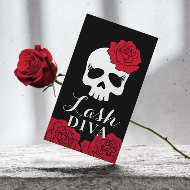 Eyelash Extensions Lash Salon Beauty Blumenschädel Visitenkarte (Von Creator hochgeladen)