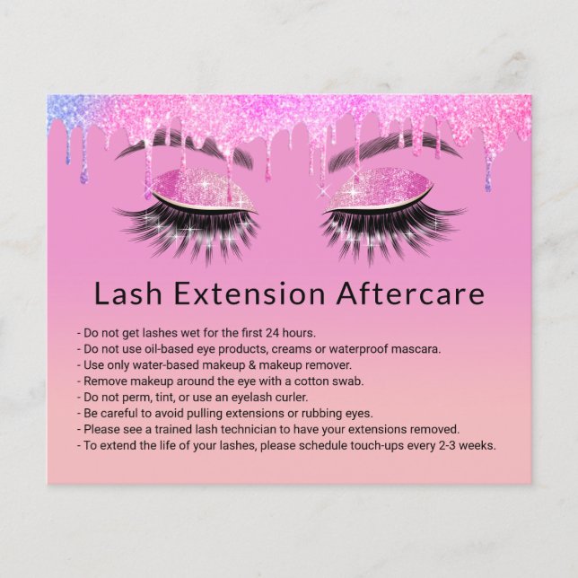 Eyelash Extensions Makeup Artist Lila Aftercare Flyer (Vorne)