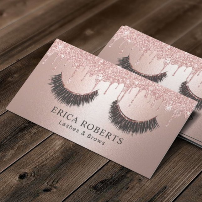 Eyelash Extensions Moderne Rose Gold Tropfen Lashe Visitenkarte (Von Creator hochgeladen)