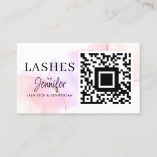 Eyelash Extensions QR Code Aquarellfarbe Rosa Gold Visitenkarte