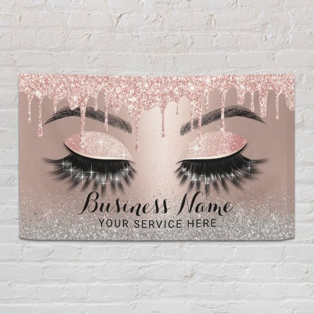 Eyelash Extensions Rose Gold Tropfen Schönheitssal Banner (Von Creator hochgeladen)