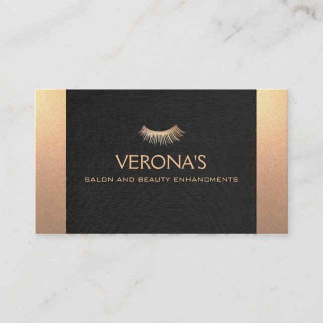 Eyelash Extensions Salon Black and Gold Visitenkarte (Vorderseite)