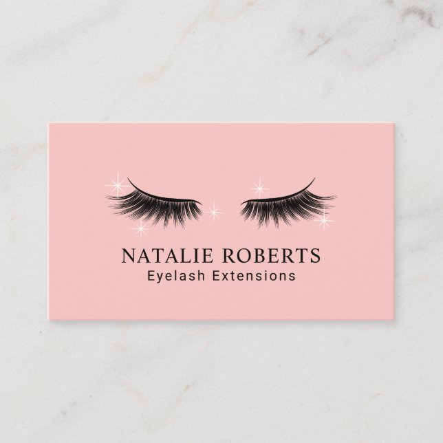 Eyelash Extensions Schönheitssalon Elegantes Rosa Visitenkarte (Vorderseite)