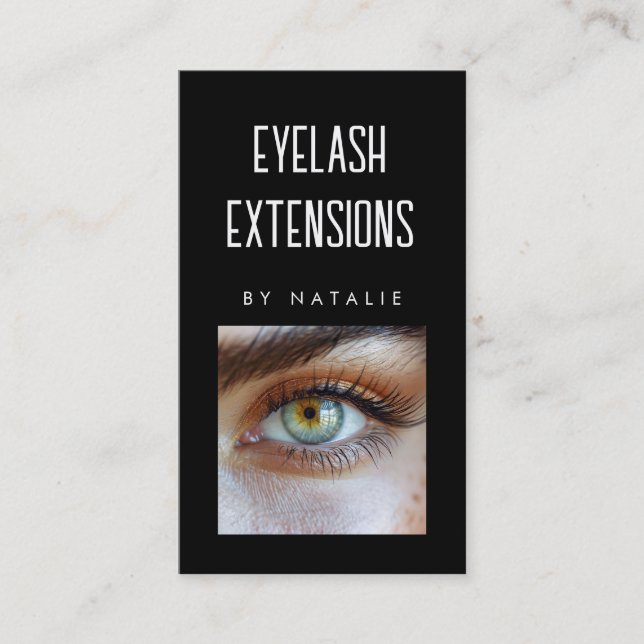 Eyelash Extensions Schwarze Lashes Augenbrauen Aus Visitenkarte (Vorderseite)