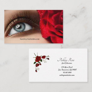 Eyelash Extensions Techniker Rote Rose Visitenkarte