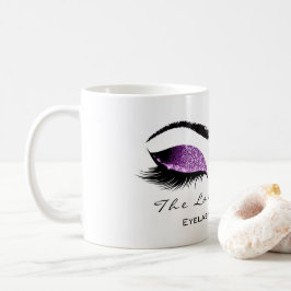 Eyelash Extention Beauty Magenta Lila Glitzer Kaffeetasse