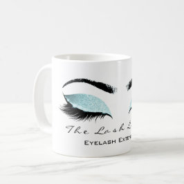 Eyelash Extention Beauty Studio Aqua Blue Glitzer Kaffeetasse