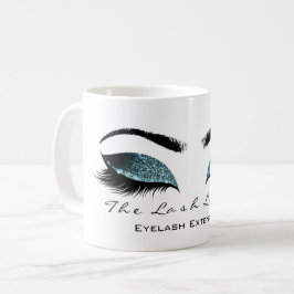 Eyelash Extention Beauty Studio Aquamarin Glitzer Kaffeetasse