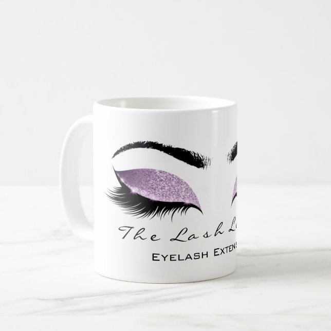Eyelash Extention Beauty Studio Glitzer Kaffeetasse (Vorderseite Links)