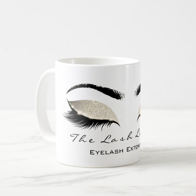 Eyelash Extention Beauty Studio Ivory Glitzer Kaffeetasse (Vorderseite Links)