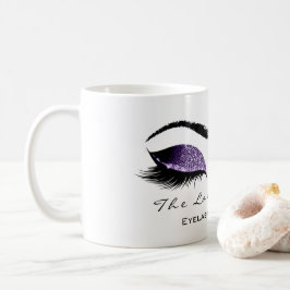 Eyelash Extention Beauty Studio Lila Glitzer Kaffeetasse