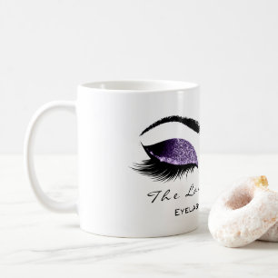 Eyelash Extention Beauty Studio Lila Glitzer Kaffeetasse
