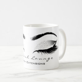 Eyelash Extention Beauty Studio White Grau Glitzer Kaffeetasse