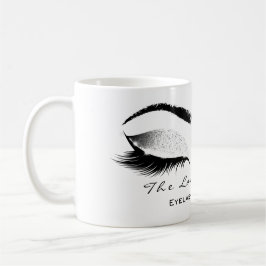 Eyelash Extention Beauty Studio White Grau Glitzer Kaffeetasse