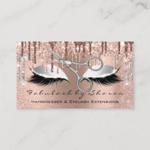 Eyelash Friseur Stylist Schere Rose Silver Visitenkarte