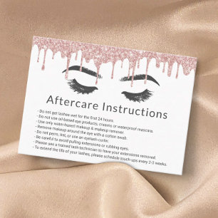 Eyelash Lash Salon Rose Gold Tropfen Nachsorge Visitenkarte