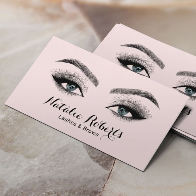 Eyelash Makeup Artist Beauty Salon Blush Pink Busi Visitenkarte (Von Creator hochgeladen)