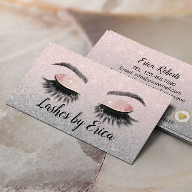 Eyelash Makeup Artist Blush Pink Glitzer Loyalität Treuekarte (Von Creator hochgeladen)