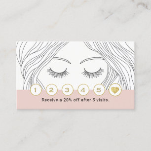 Eyelash Makeup Artist Hand Zeichne Girl Loyalität Treuekarte