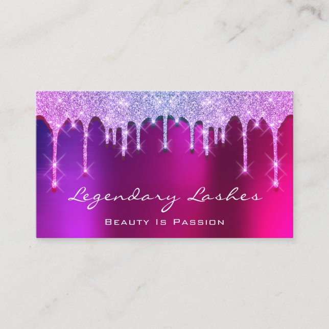 Eyelash Makeup Artist Holograph Tropfens Pink Berr Visitenkarte (Vorderseite)