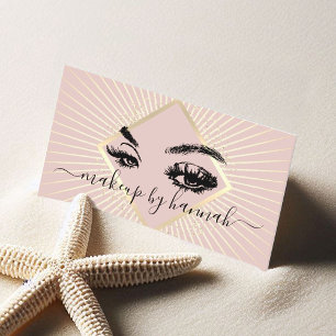 Eyelash Makeup Artist Modern Blush Pink Gold Salon Visitenkarte