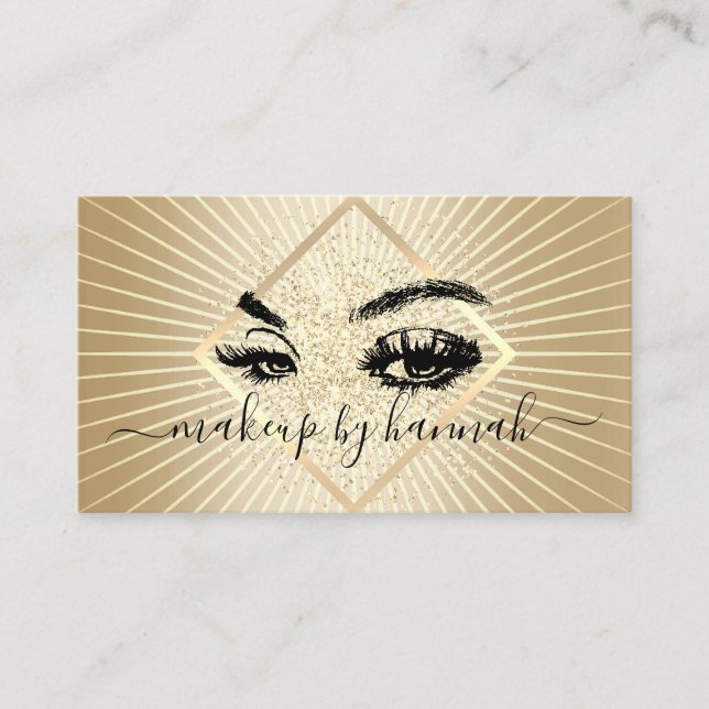 Eyelash Makeup Artist Modern Gold Beauty Salon Visitenkarte (Vorderseite)