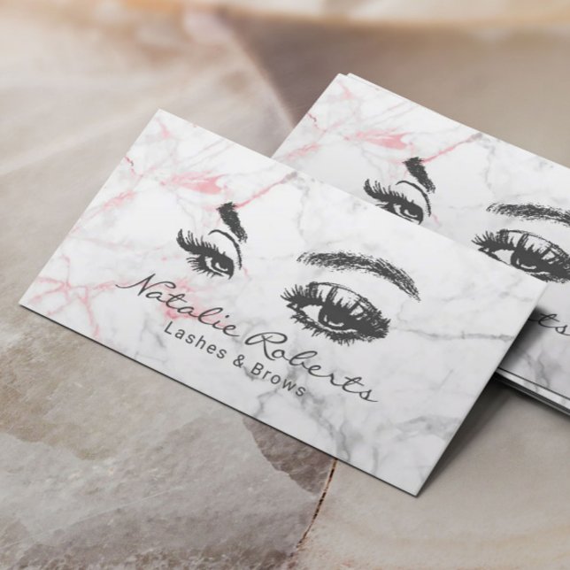 Eyelash Makeup Artist Modern Marble Beauty Salon Visitenkarte (Von Creator hochgeladen)