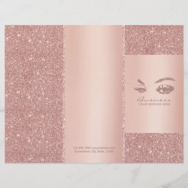 Eyelash Makeup Artist Rose Gold Salon Tri-Falten (Vorderseite)