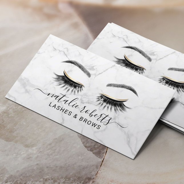 Eyelash Makeup Artist Trendy Marble Lash Salon Visitenkarte (Von Creator hochgeladen)