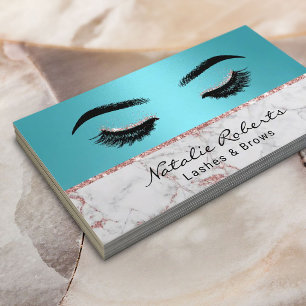 Eyelash Makeup Artist Türkis Rose Gold Marmor Visitenkarte