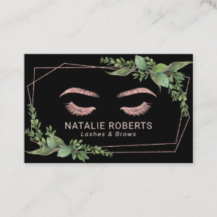 Eyelash Makeup Rose Gold Geometrische Grünflächen Visitenkarte