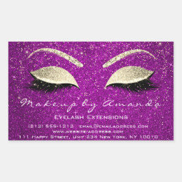 Eyelash Makeup UAWG Beauty Pink Gold Confetti Rechteckiger Aufkleber